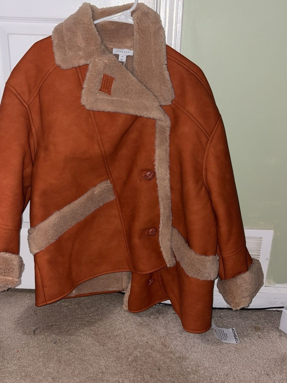Medium Topshop faux shearling super oversized coat